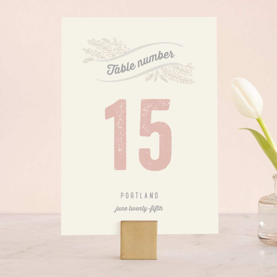 "Rustic Charm" - Table Numbers in Petal by Hooray Creative - Front