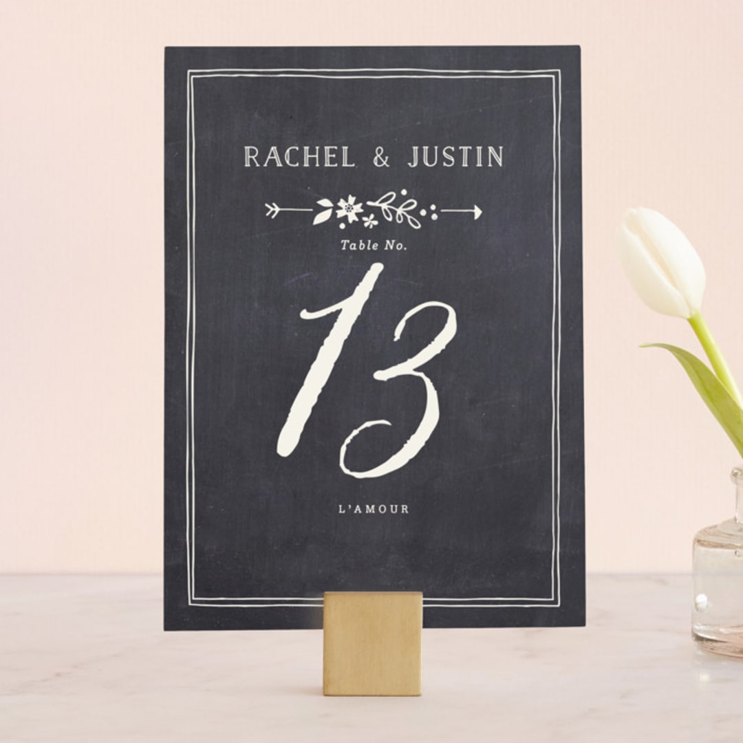 "Alabaster Florals" - Table Numbers in Slate by Jennifer Wick - Front