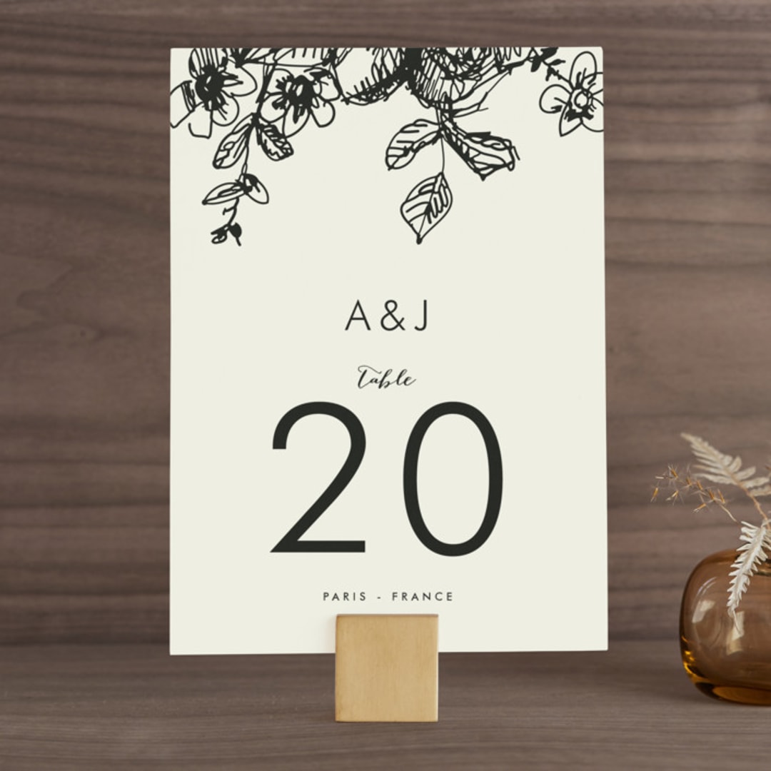 "Elegance Illustrated" - Table Numbers in Beige by Phrosné Barwood - Front