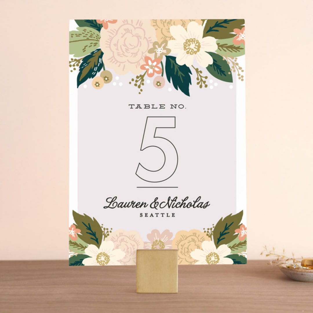 "Classic Floral" - Table Numbers in Spring Blush by Alethea and Ruth - Front