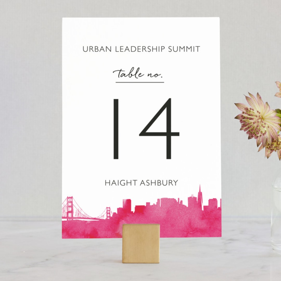"Skyline-San Francisco" - Table Numbers in Fuchsia by Laura Condouris - Front