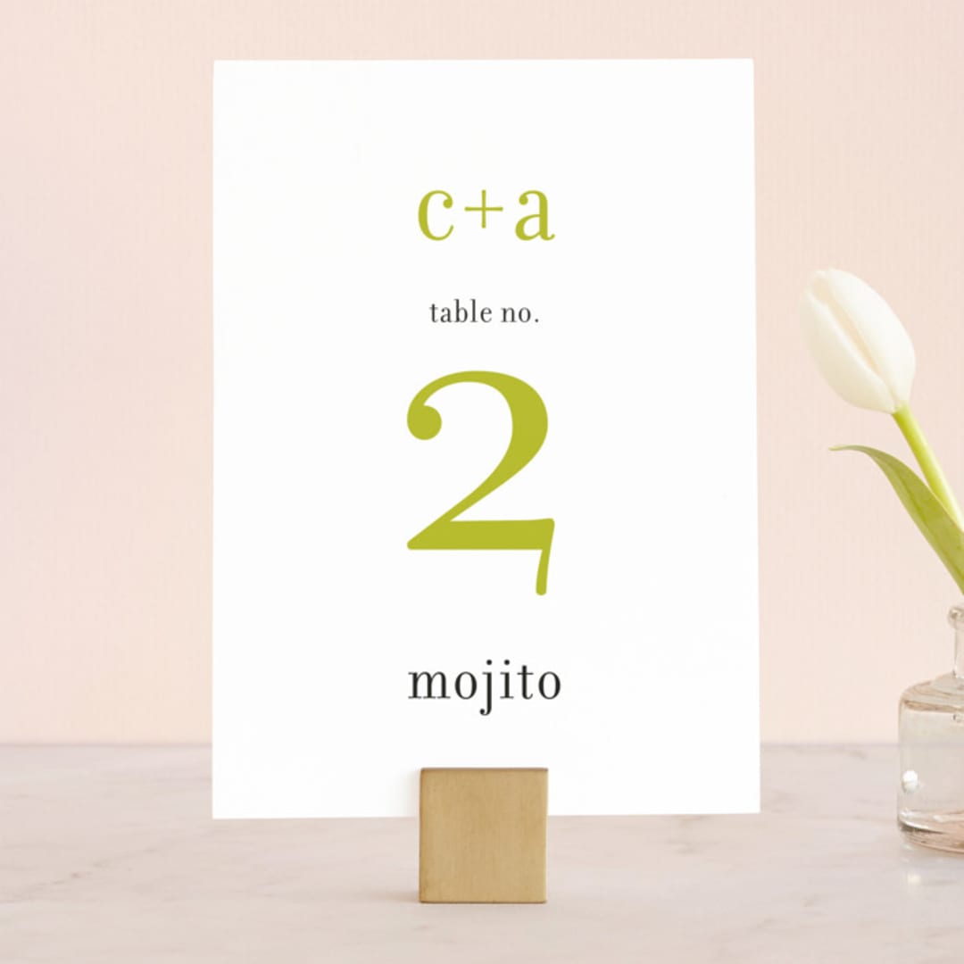 "float + celebrate" - Table Numbers in Celery by Float Paperie - Front