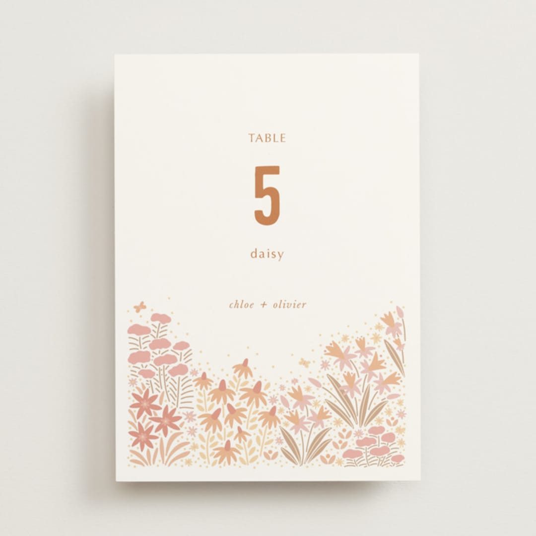 "Floral Border" - Table Numbers in Peach by Pippa Shaw - Front