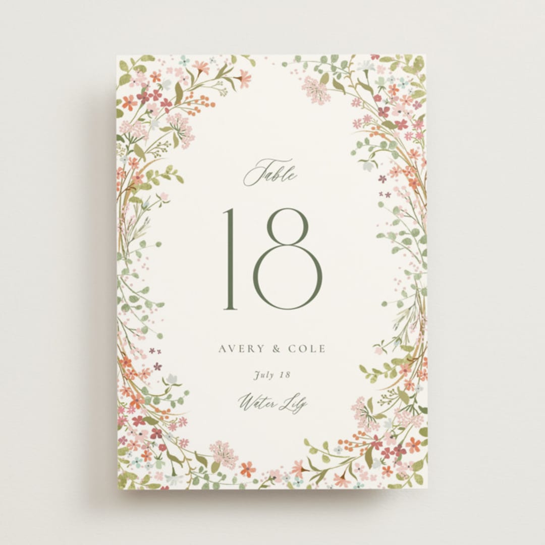 "Avery" - Table Numbers in Peony by Jennifer Wick - Front