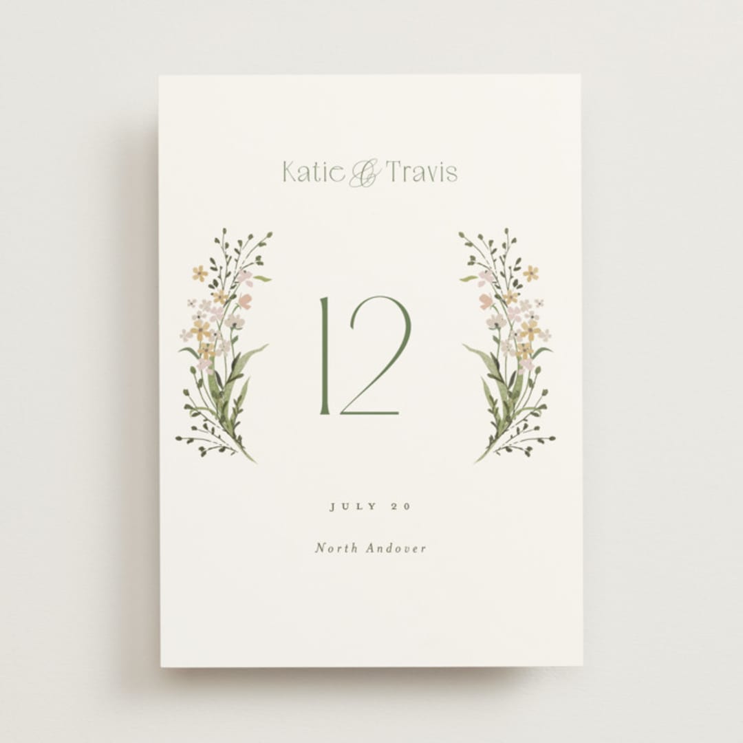 "delicate buds" - Table Numbers in Olive by Jennifer Wick - Front