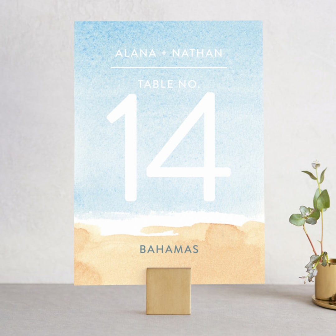 "Painted Sea" - Table Numbers in Sea by Laura Condouris - Front