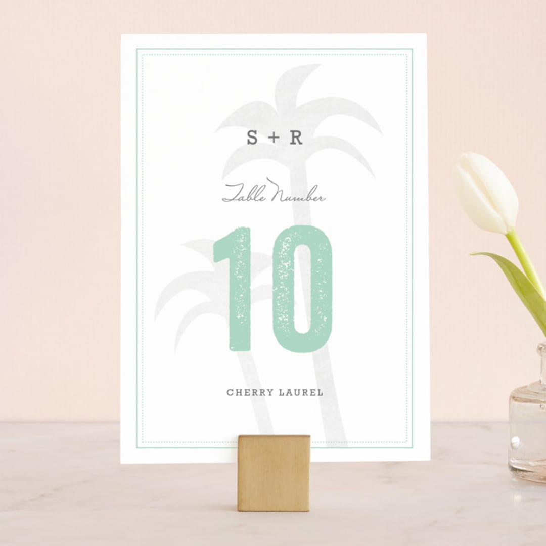 "Passport" - Table Numbers in Seafoam by Sarah Curry - Front