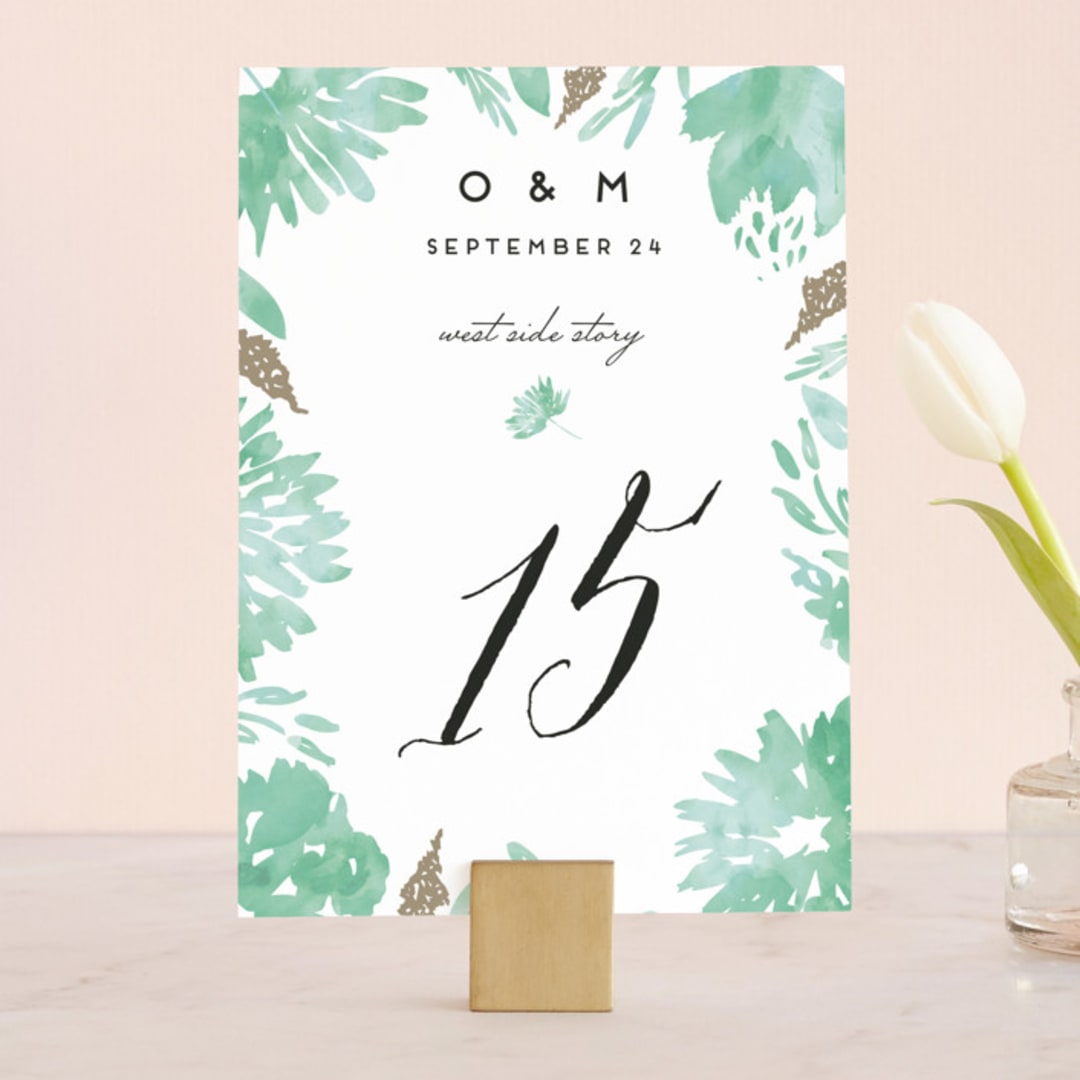 "Watercolor Delight" - Table Numbers in Aqua by Petra Kern - Front