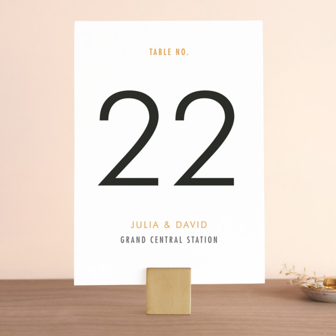 "Minimalist Display" - Table Numbers in Tangerine by Nam Bourassa - Front
