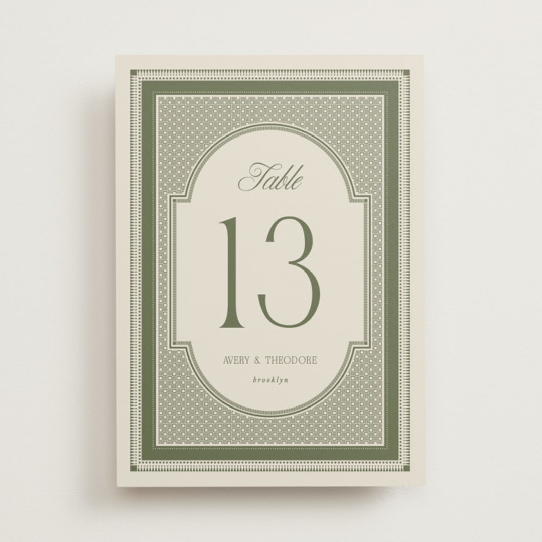 "Literary" - Table Numbers in Moss by Kelly Watkins - Front