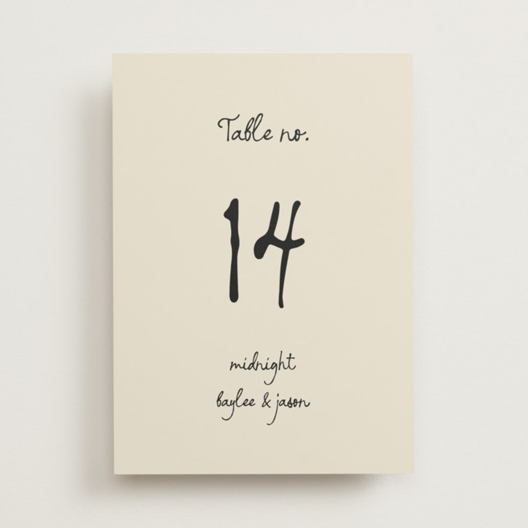 "Inkwoven" - Table Numbers in Tuxedo by Jelena Vuletic - Front