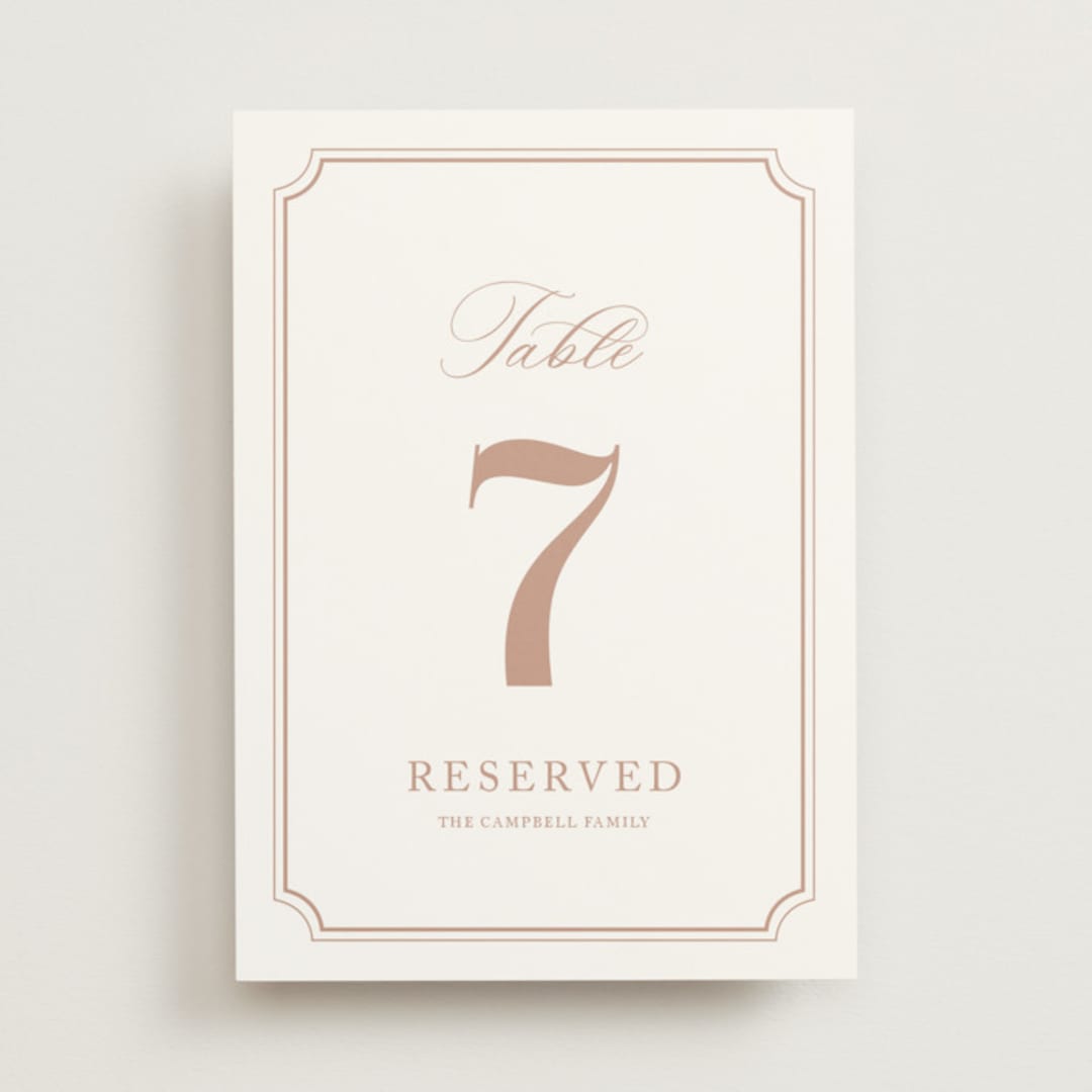 "Avery" - Table Numbers in Dusty Pink by Jennifer Postorino - Front