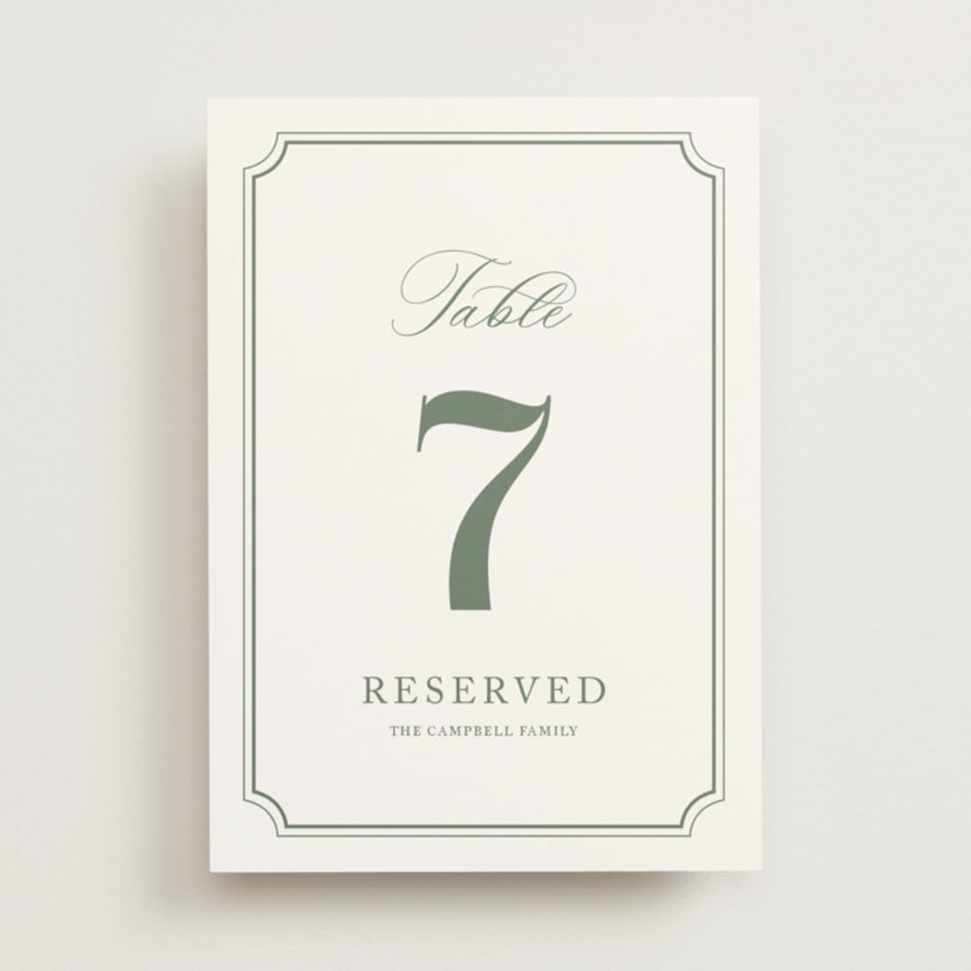 "Avery" - Table Numbers in Sage by Jennifer Postorino - Front
