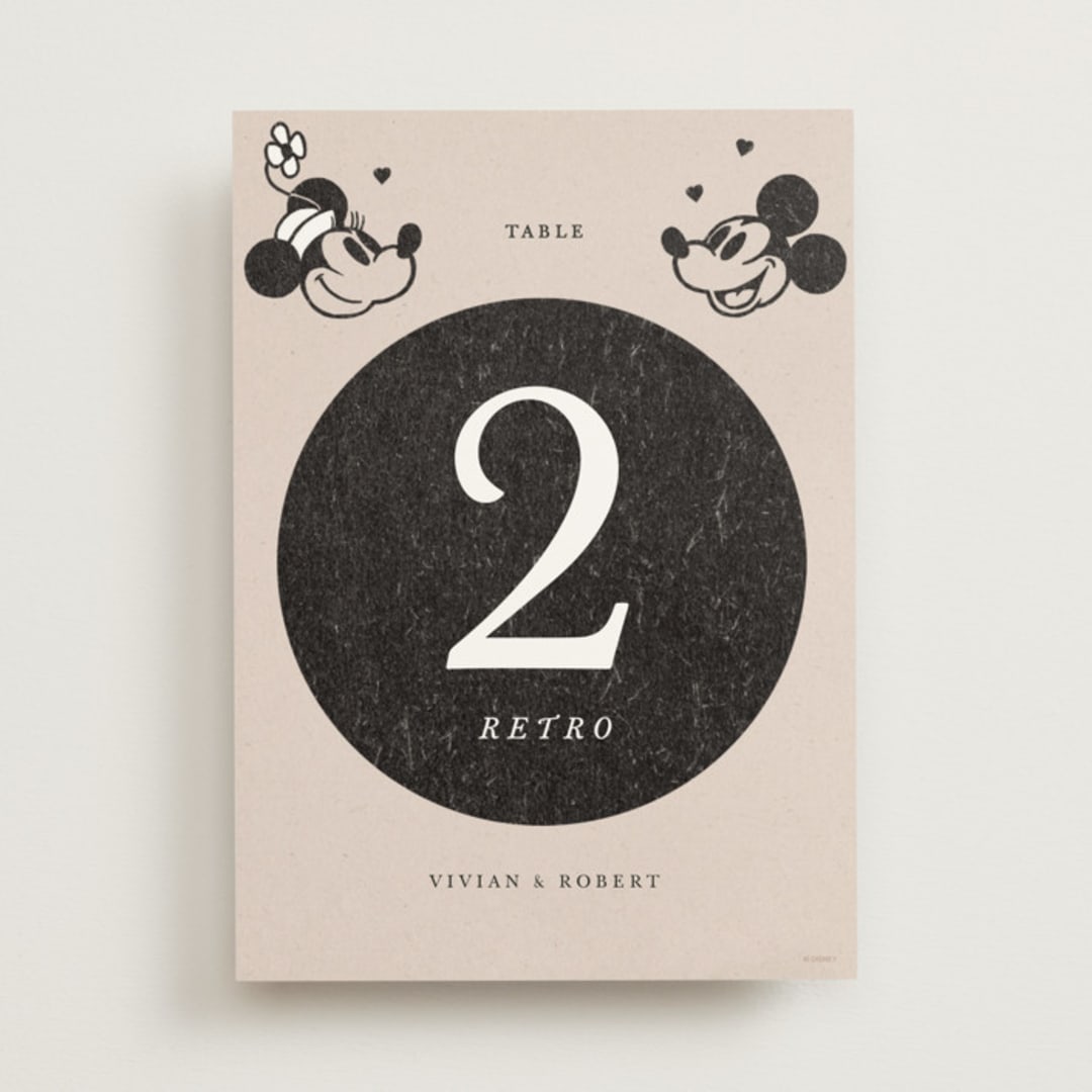 "Disney's Retro Mickey Mouse and Minnie Mouse" - Table Numbers in Retro by Sumak Studio - Front