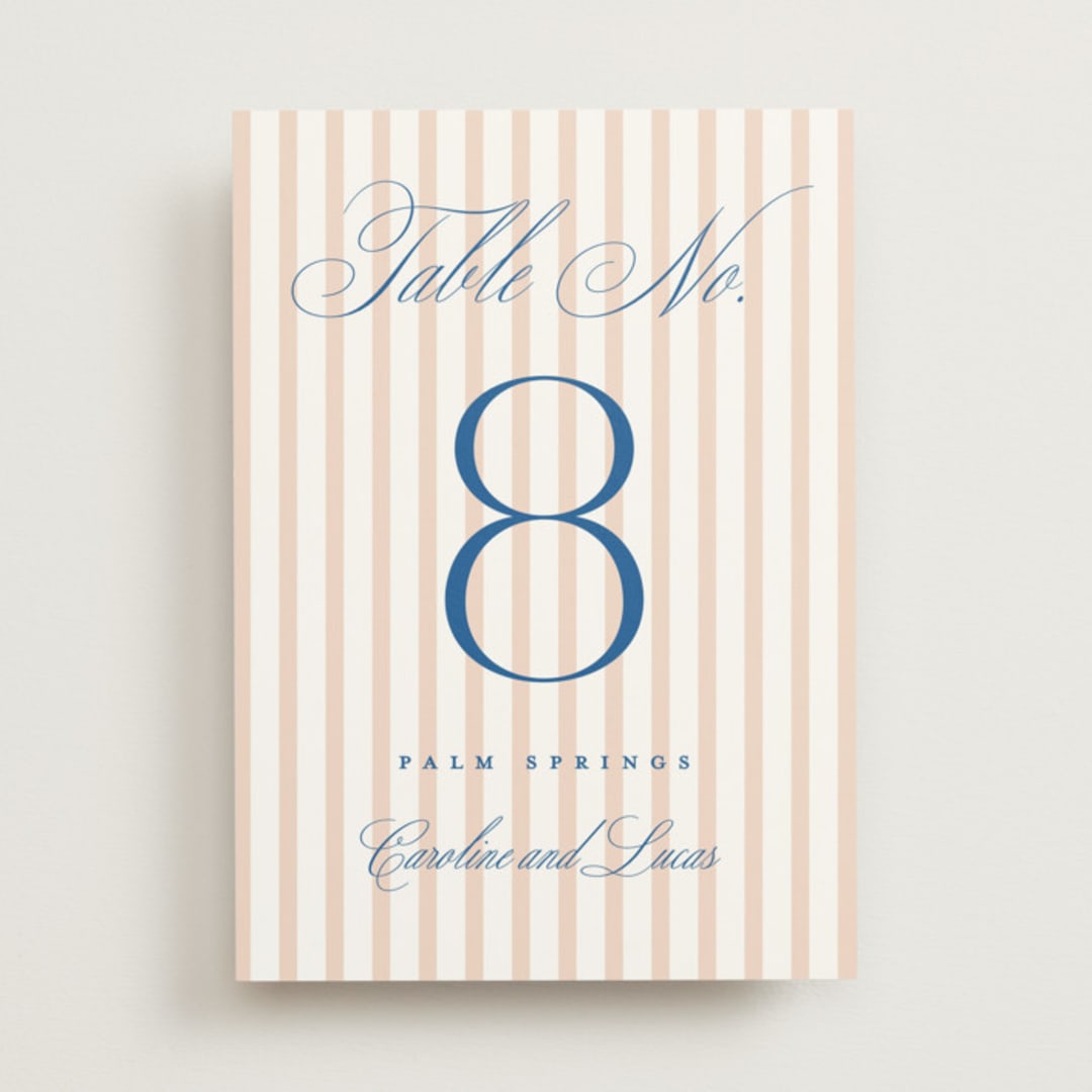 "Preppy" - Table Numbers in Coral by Erin German - Front