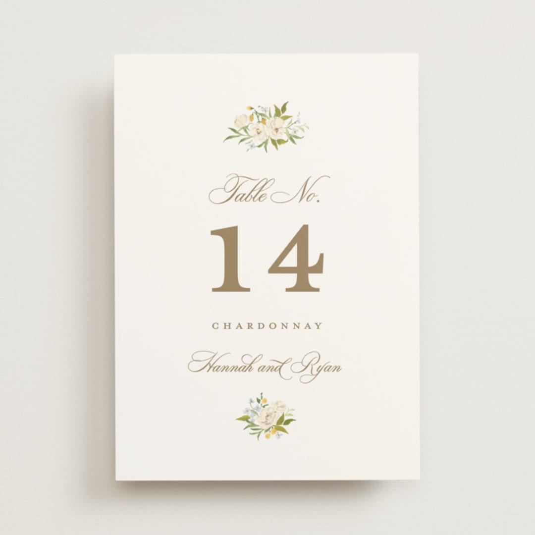 "Avalon" - Table Numbers in Chiffon by Everett Paper Goods - Front