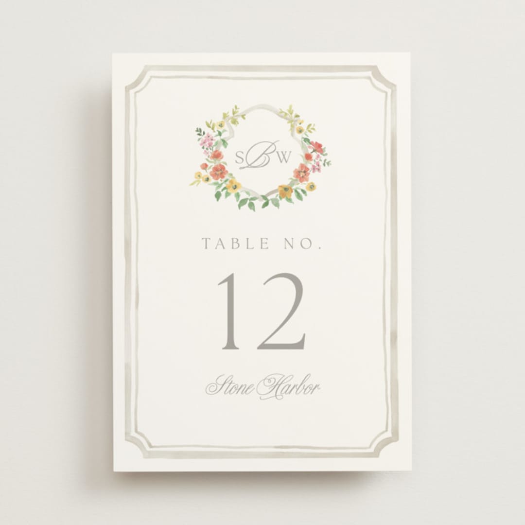 "Chelsea" - Table Numbers in Hibiscus by Everett Paper Goods - Front