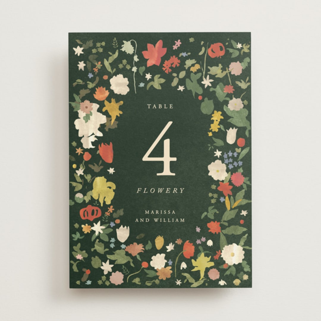 "all the flowers of the world" - Table Numbers in Garden by Sumak Studio - Front
