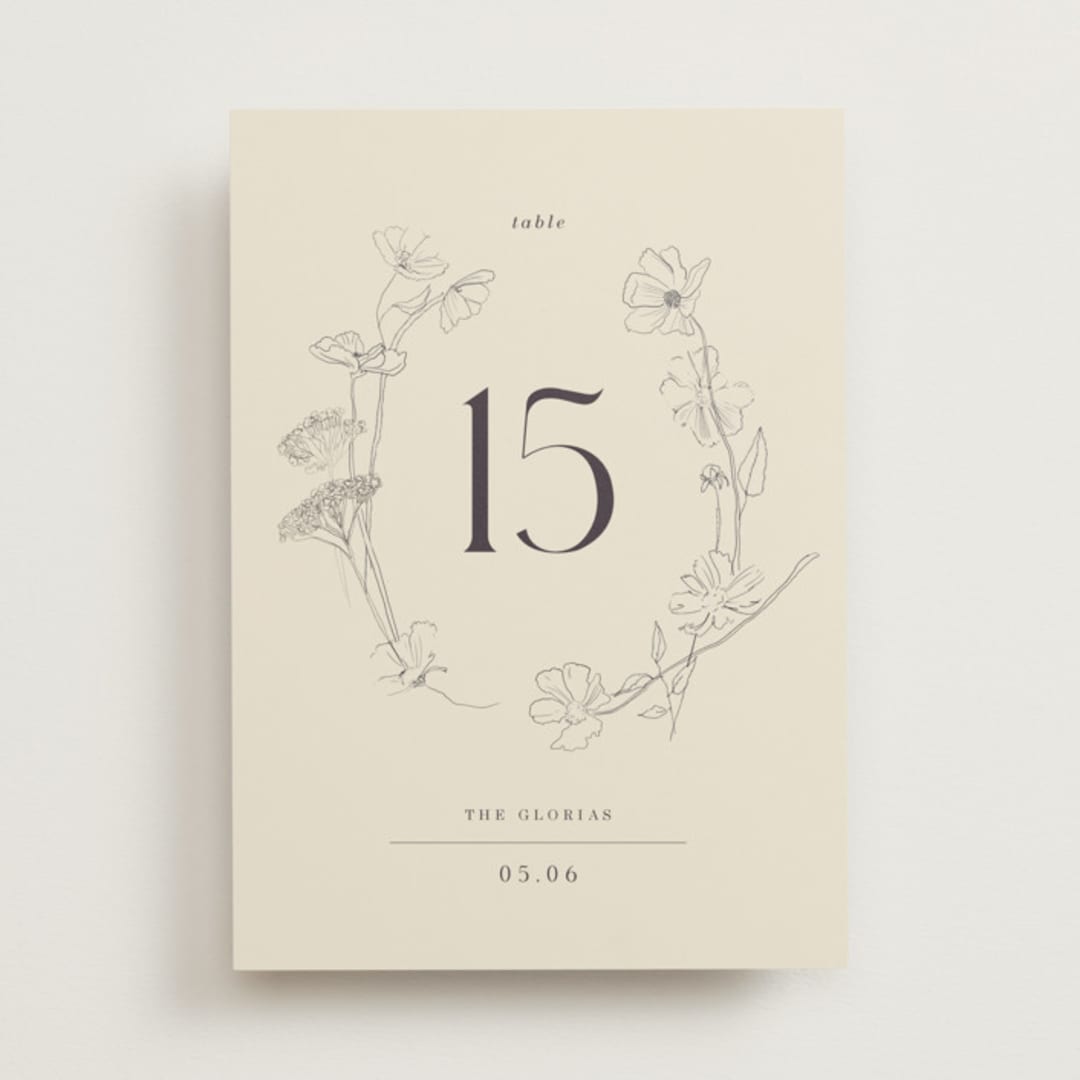 "floral stamp" - Table Numbers in Ivory by Baumbirdy - Front