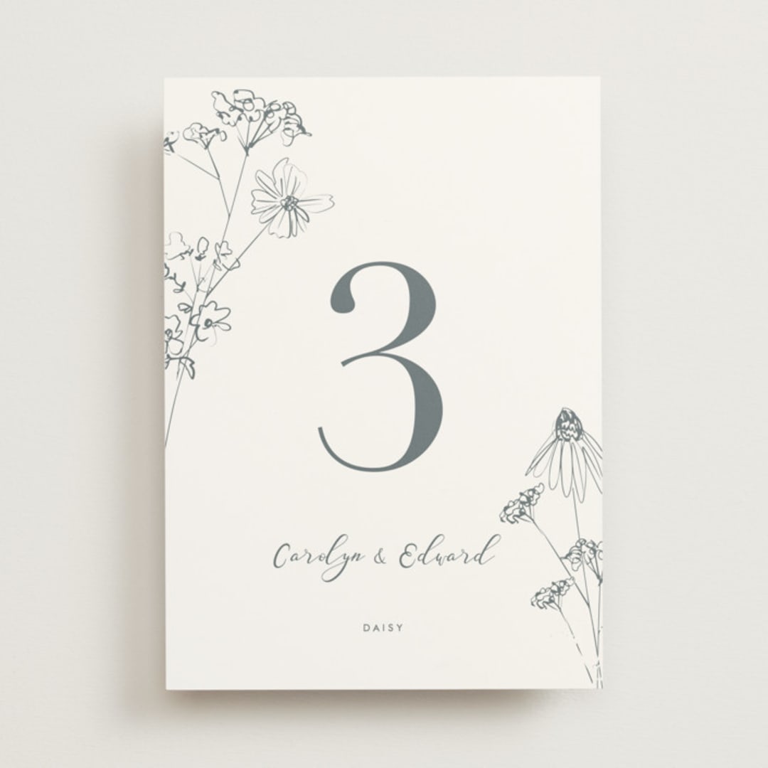 "Sketched Florals" - Table Numbers in Storm by Baumbirdy - Front
