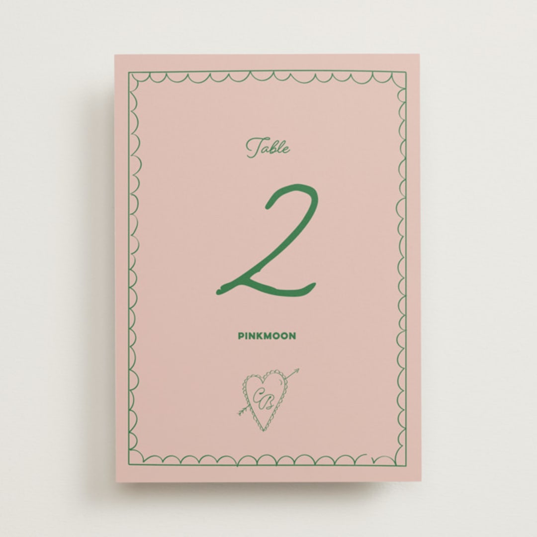 "Crazy Little Thing Called Love" - Table Numbers in Avocado by Helena Vitto - Front