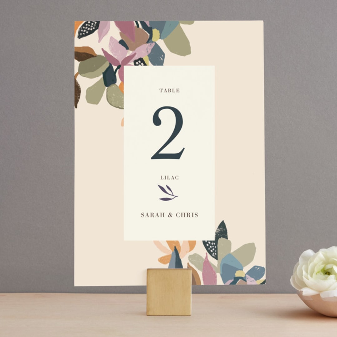 "flower press" - Table Numbers in Mauve by Peony Rose Design - Front