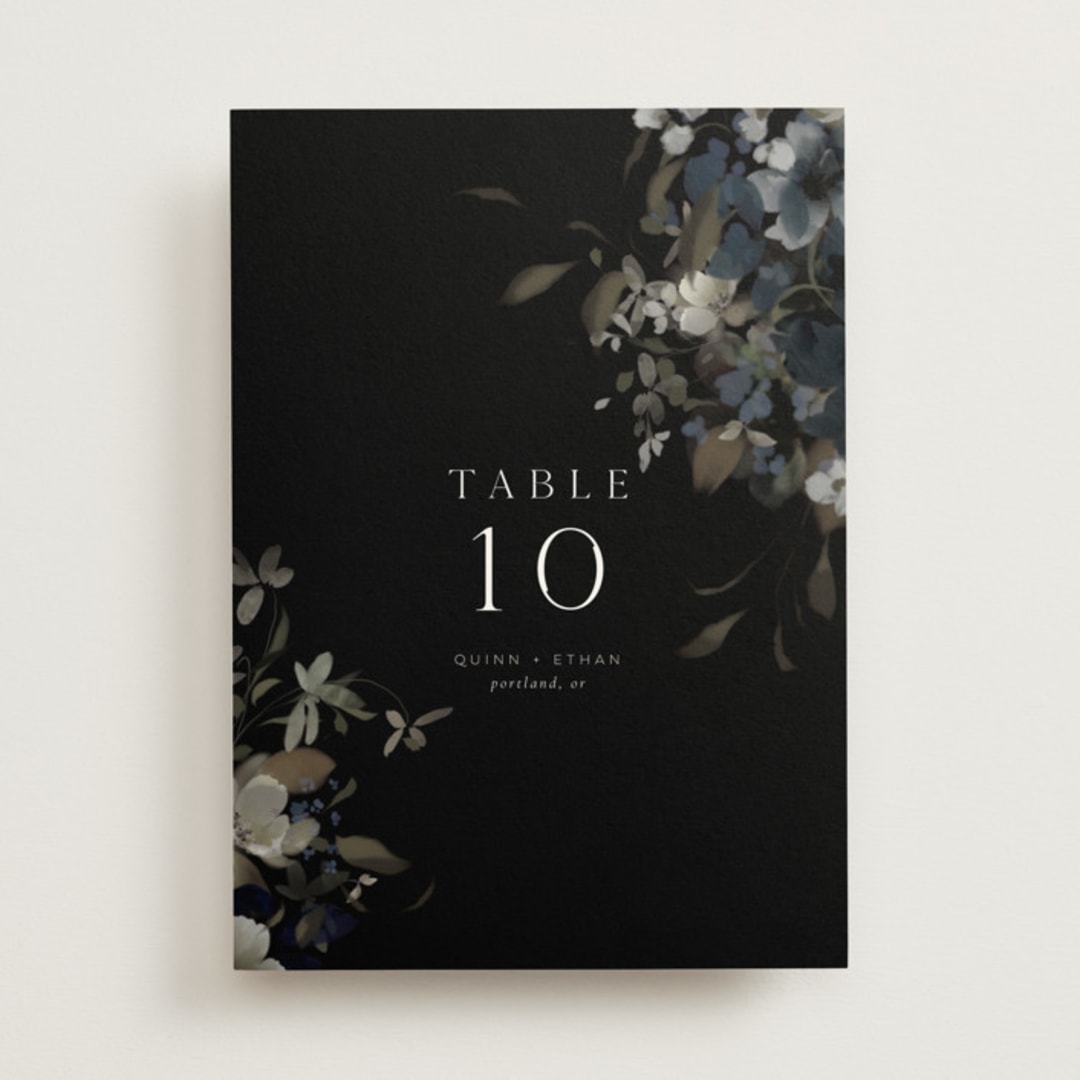 "Vintage Botanical" - Table Numbers in Midnight by Grace Kreinbrink - Front