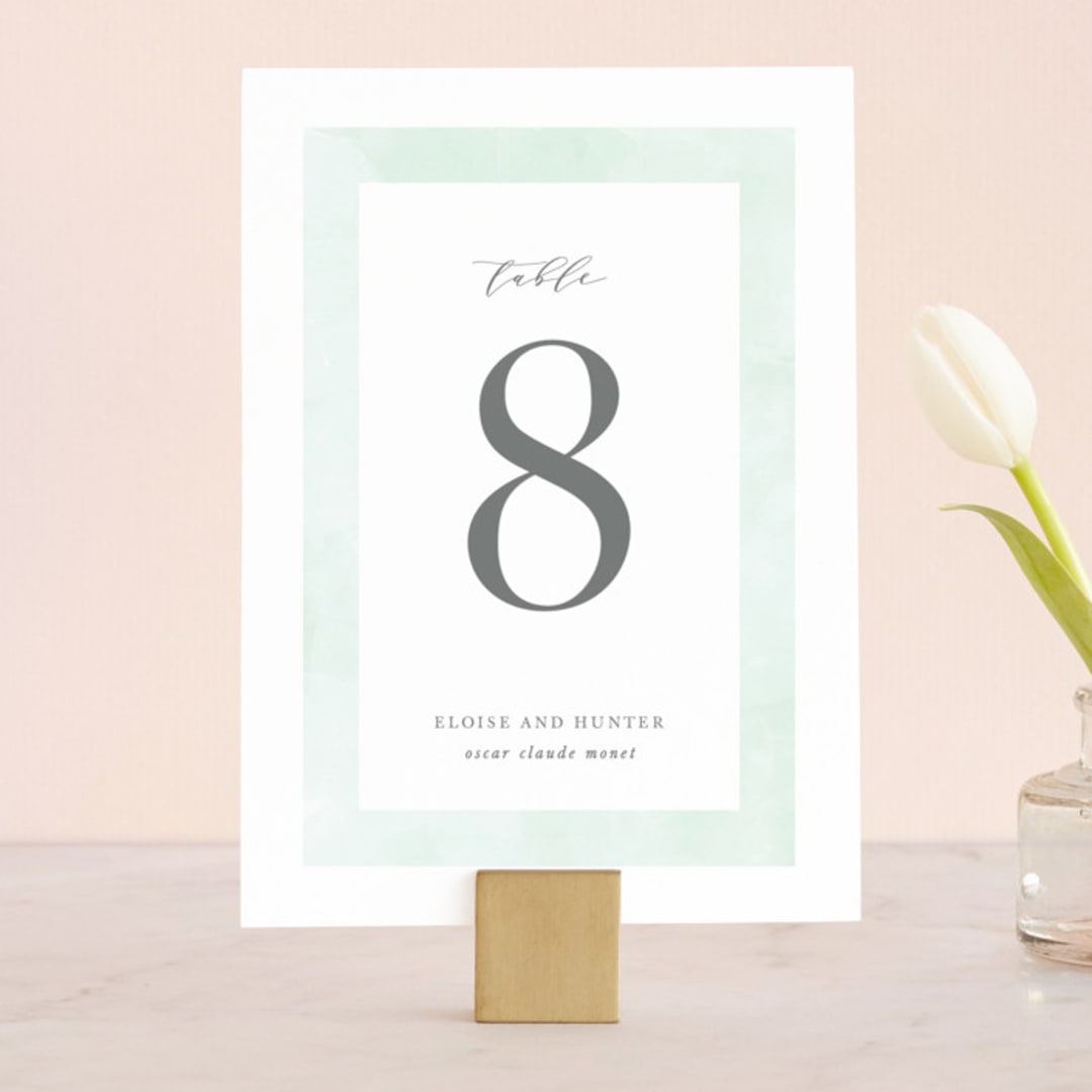 "Caliza" - Table Numbers in Seafoam by Lauren Chism - Front