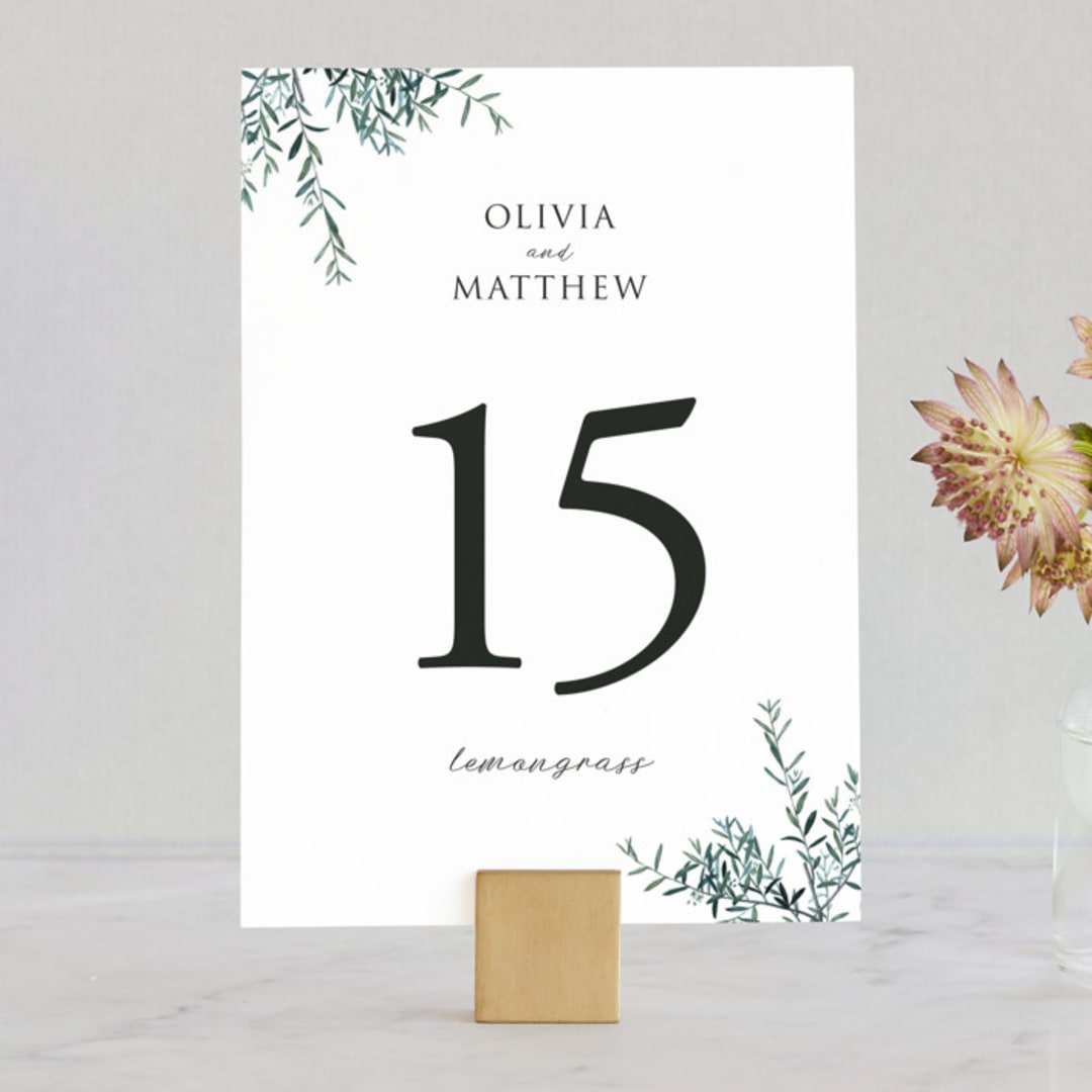 "Fresh Sage" - Table Numbers in Olive by Christie Kelly - Front
