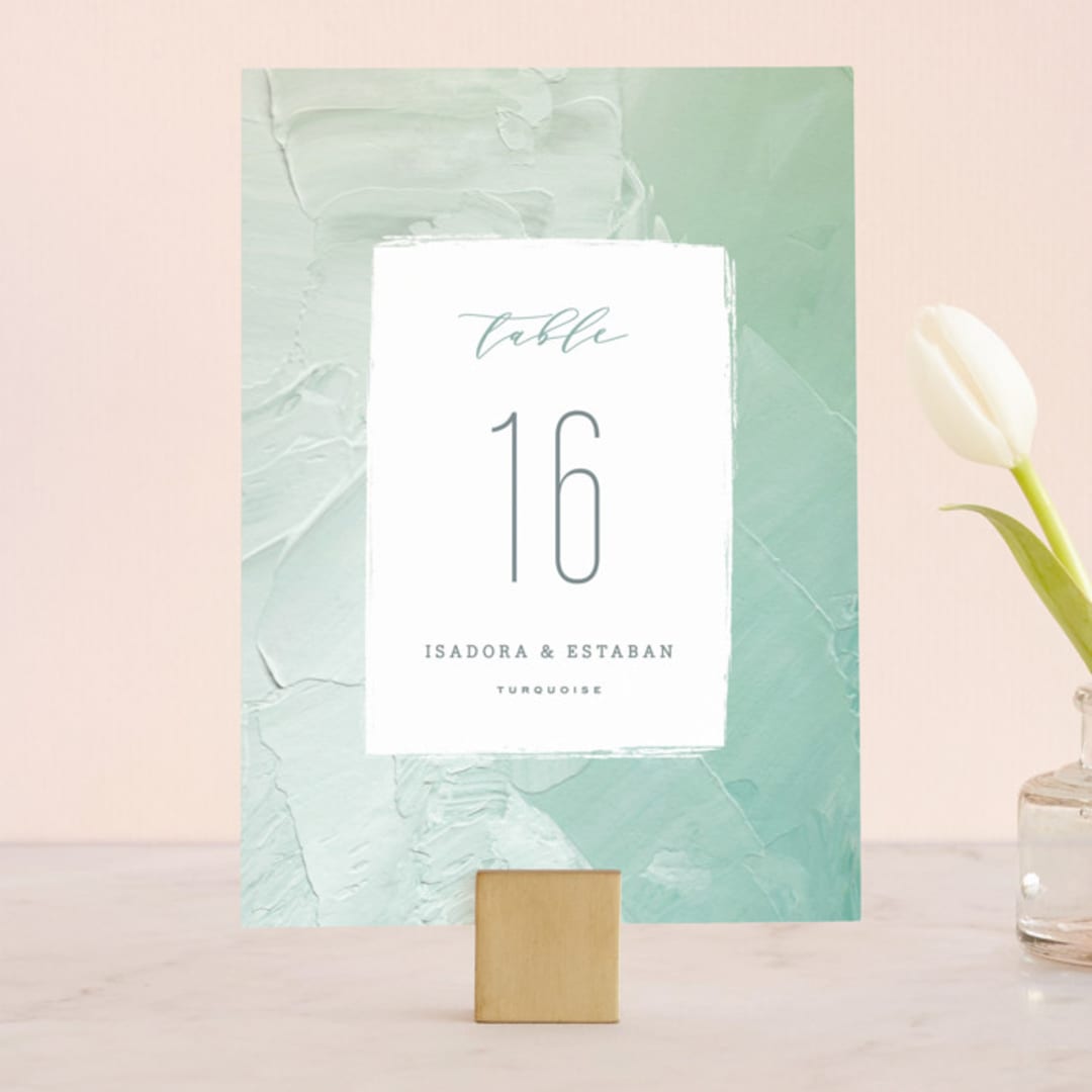 "Painted Sea" - Table Numbers in Seafoam by Hooray Creative - Front