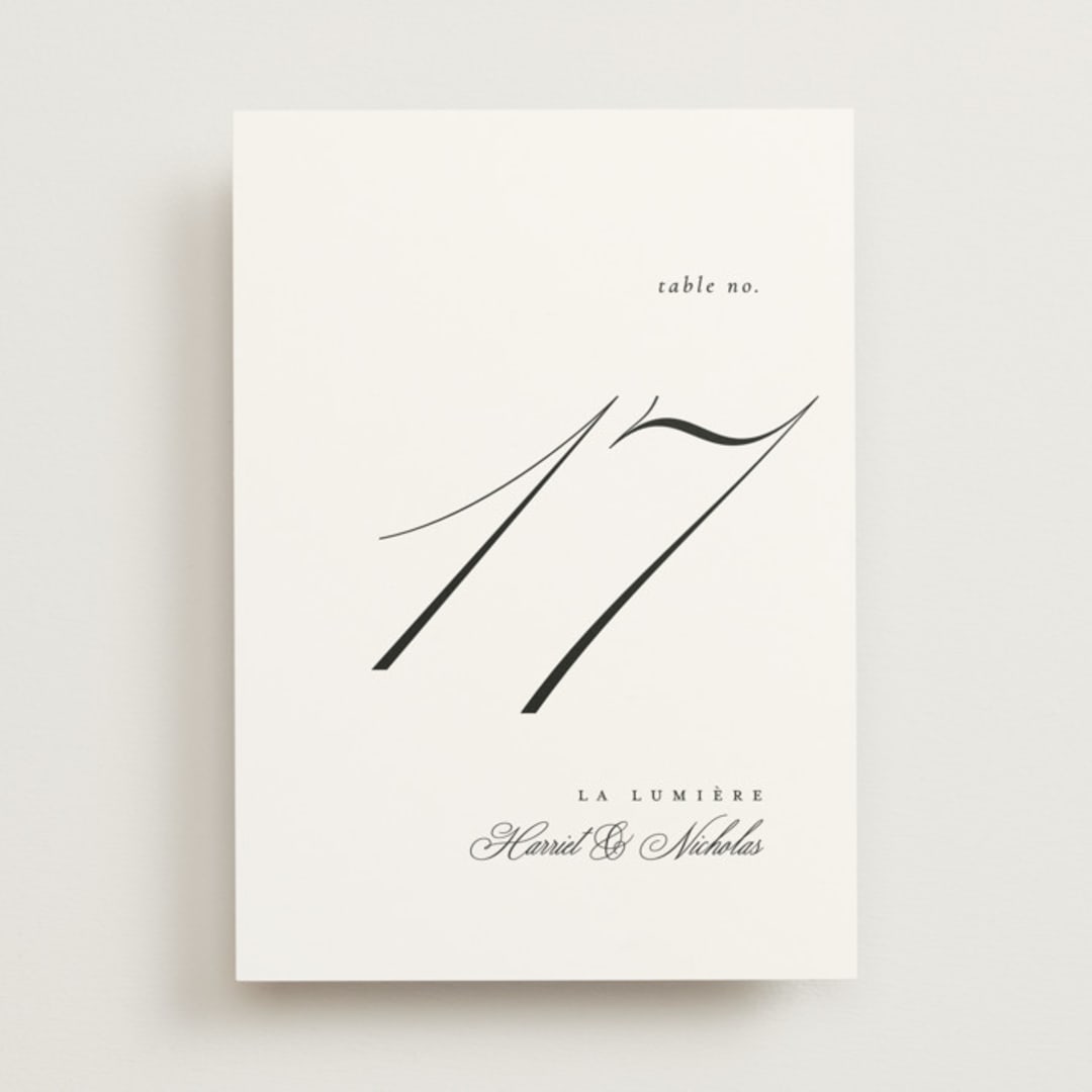 "Written with love" - Table Numbers in Noir Slate by Ana de Sousa - Front