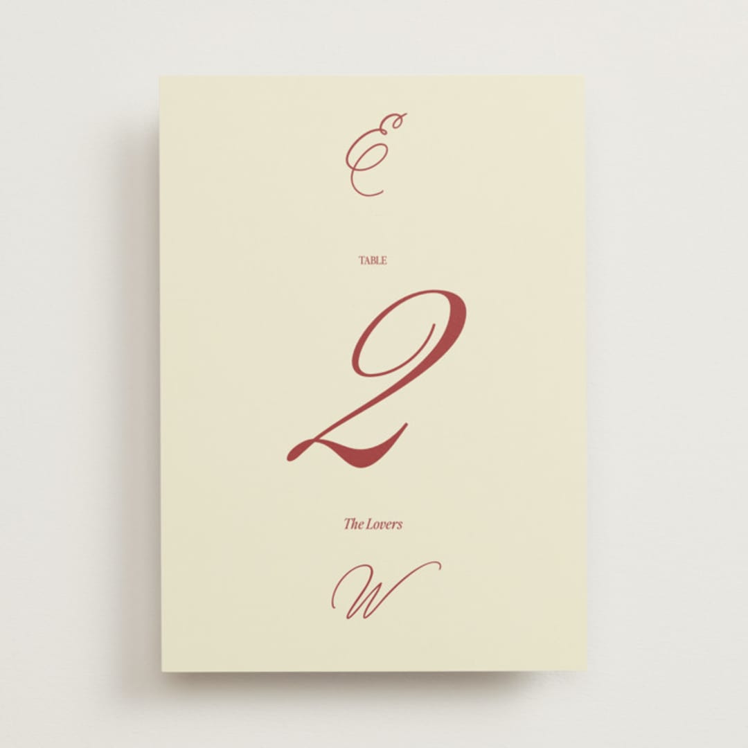 "Elizabeth" - Table Numbers in Burgundy by Helena Vitto - Front