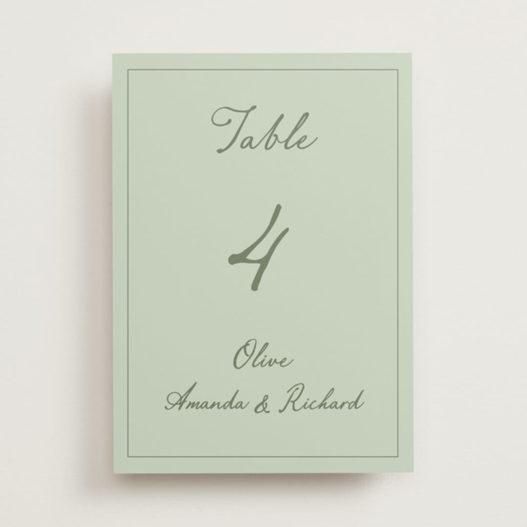 "Olive" - Table Numbers in Mint by Sherley Ferreira - Front