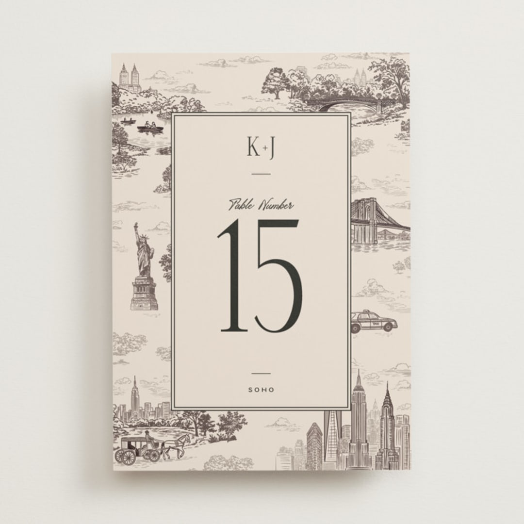 "New York Toile" - Table Numbers in Antique by Jenna Holcomb - Front