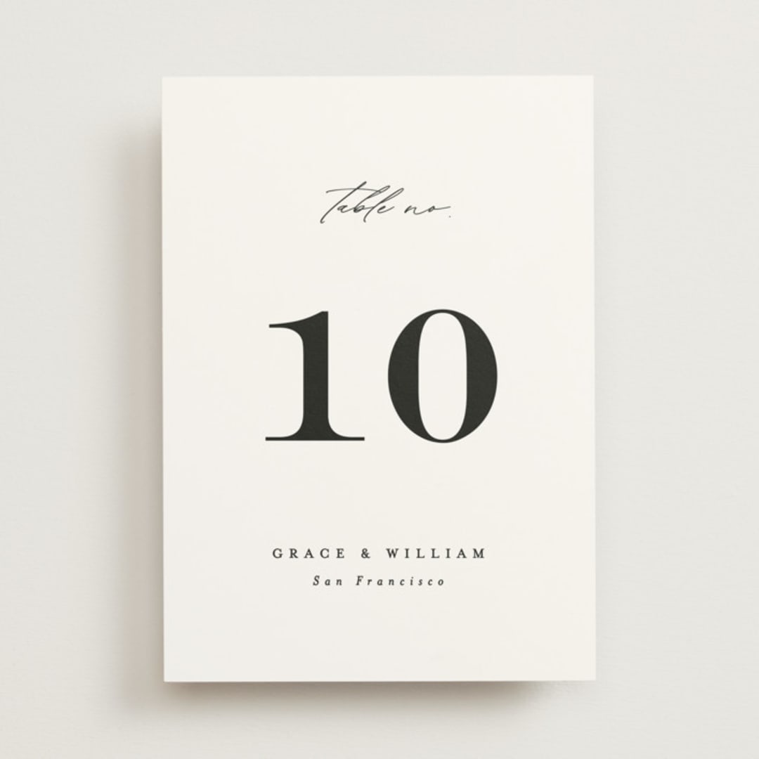 "Delicate Script" - Table Numbers in Cotton by Angela Thompson - Front