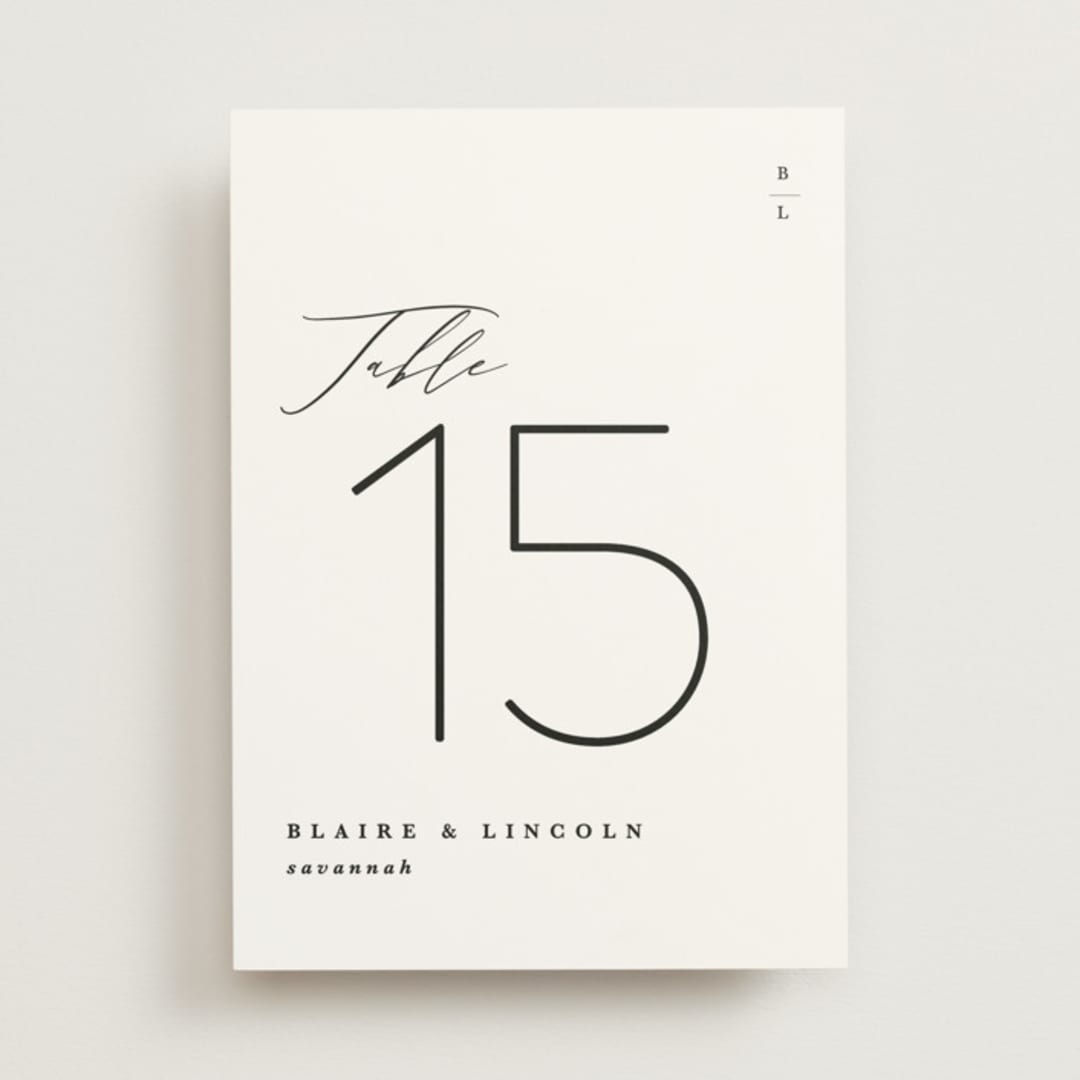 "Paire" - Table Numbers in Tuxedo by Kate Ahn - Front