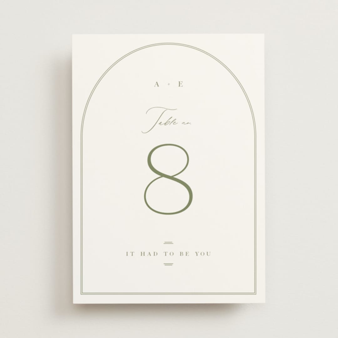 "Amelia" - Table Numbers in Olive by Kristie Kern - Front