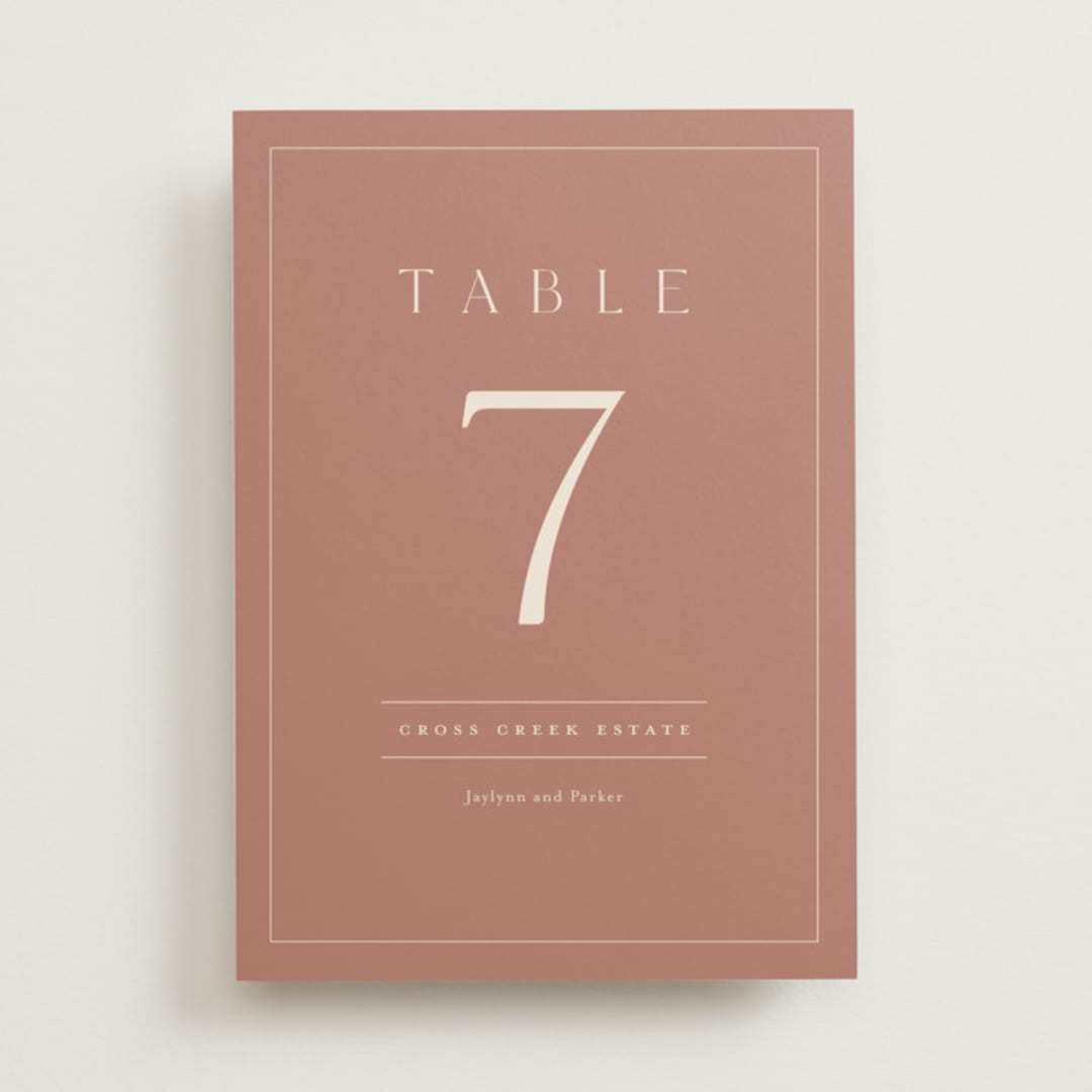 "Warm affection" - Table Numbers in Dusty Rose by Stacey Meacham - Front