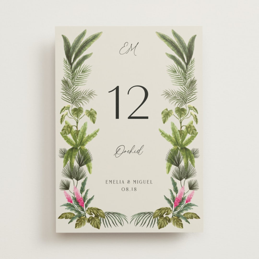 "Tropical garden" - Table Numbers in Lime by Elly - Front