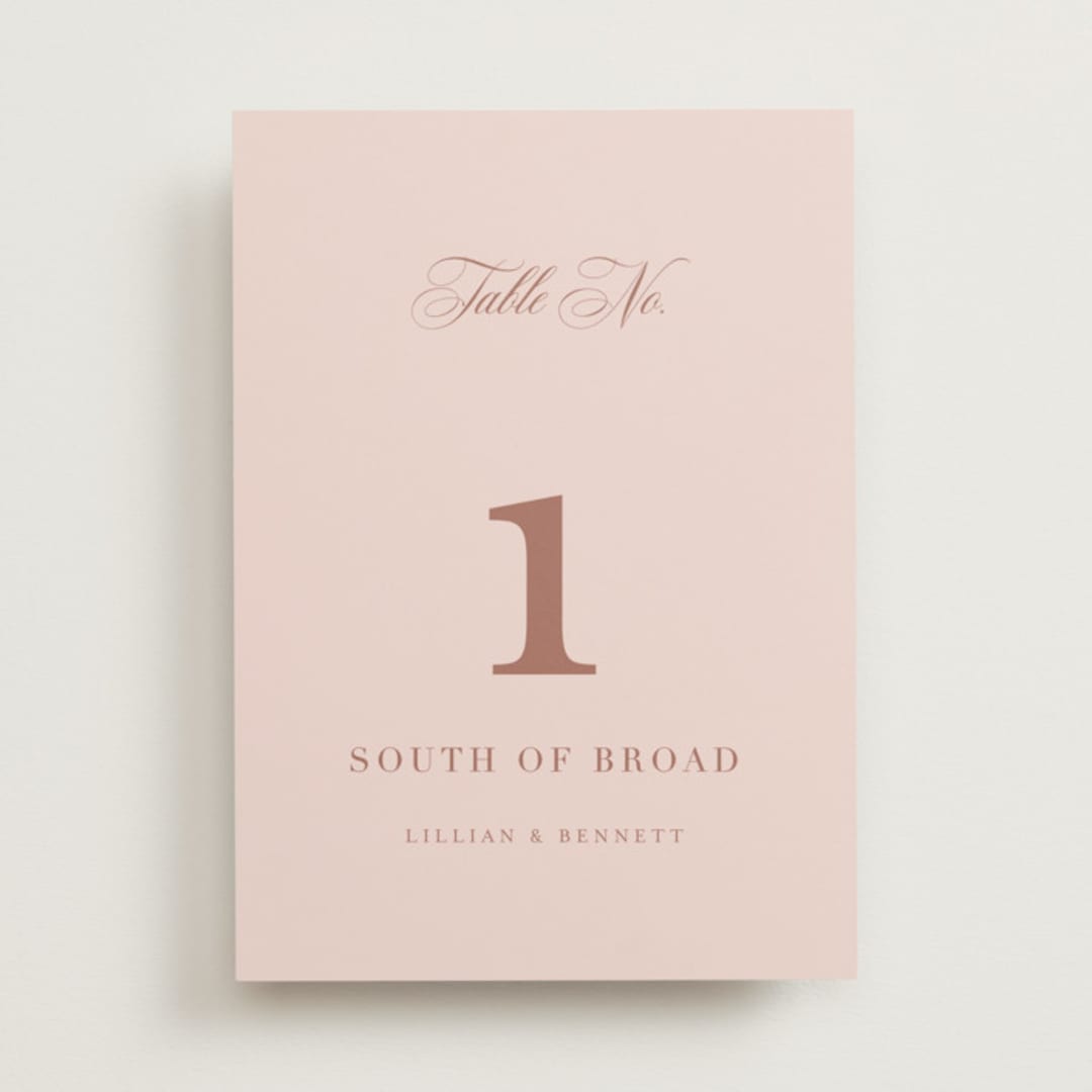"Charleston" - Table Numbers in Blush by Megan Davis - Front