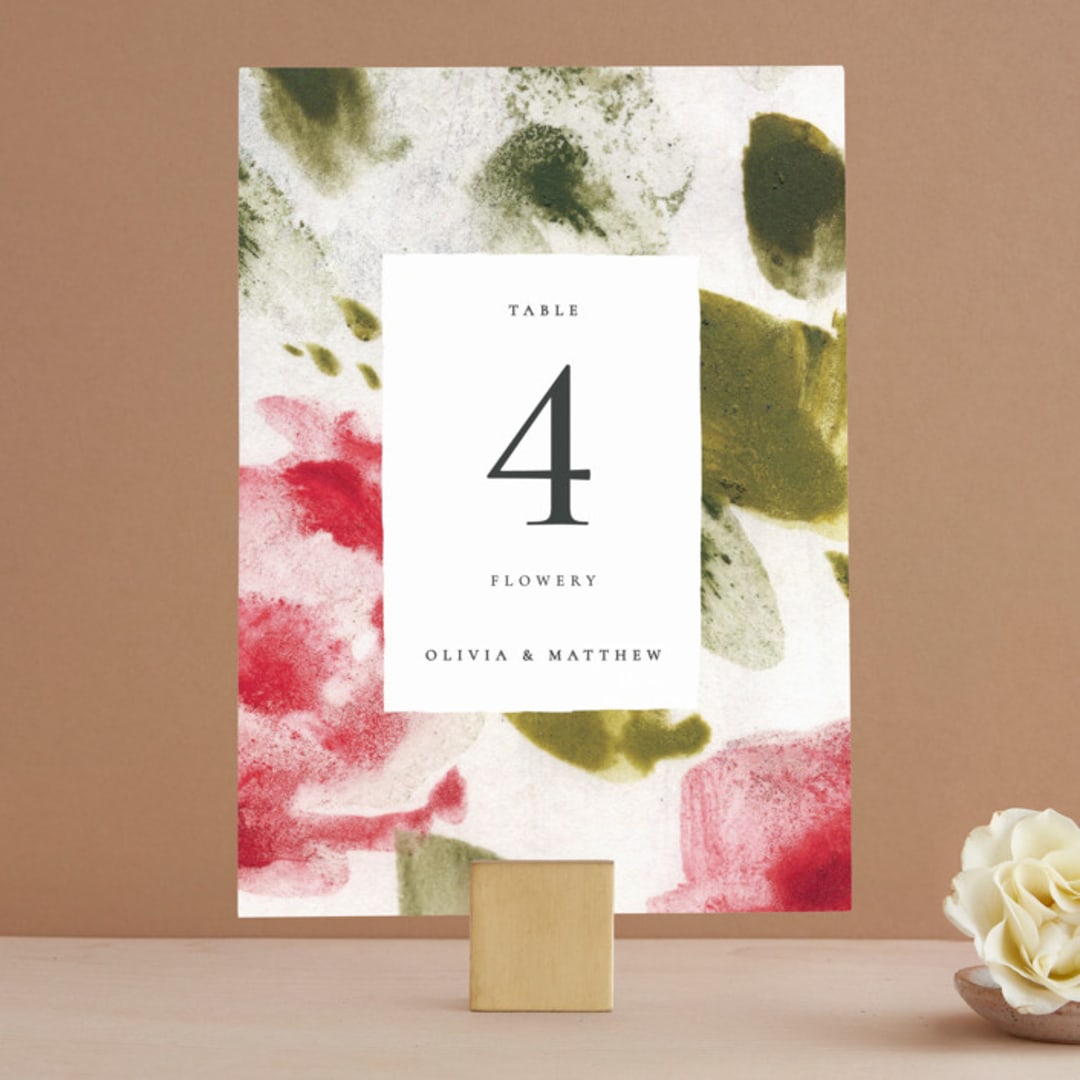 "Wild Roses" - Table Numbers in Bush by Sumak Studio - Front