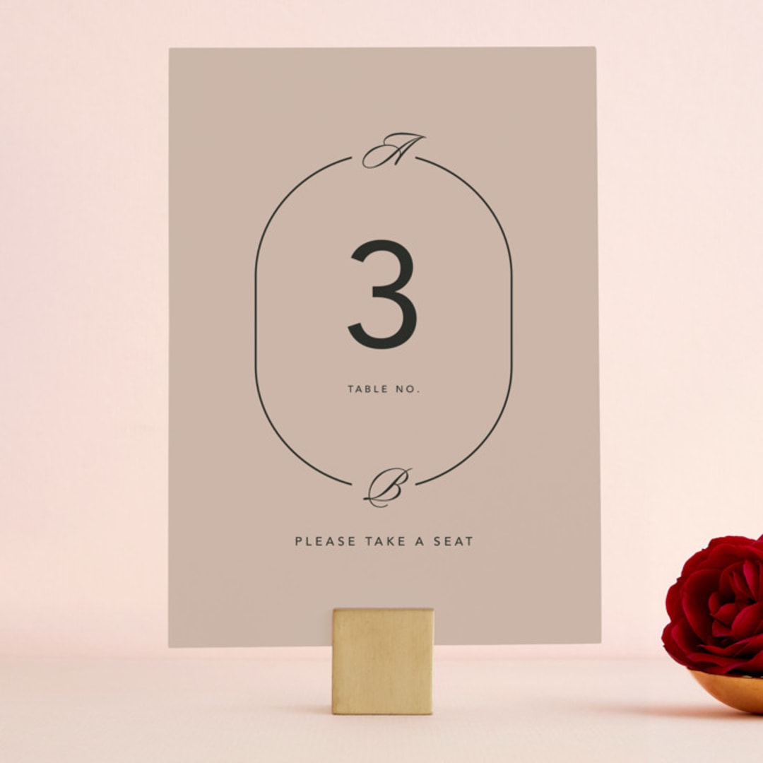 "Initials Circle Arch" - Table Numbers in Latte by FRANI - Front