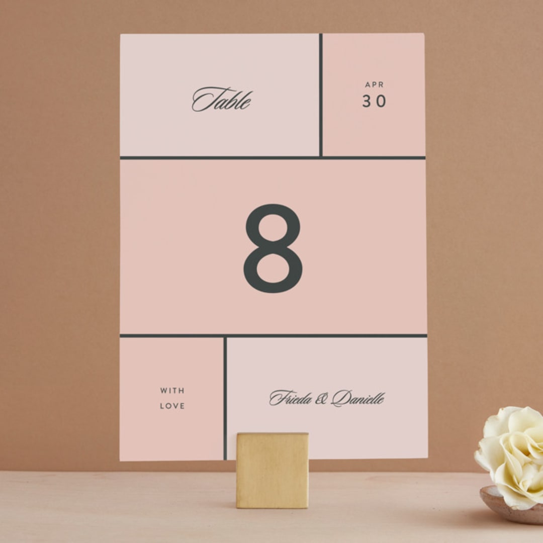"Modern Squares" - Table Numbers in Flamingo by FRANI - Front