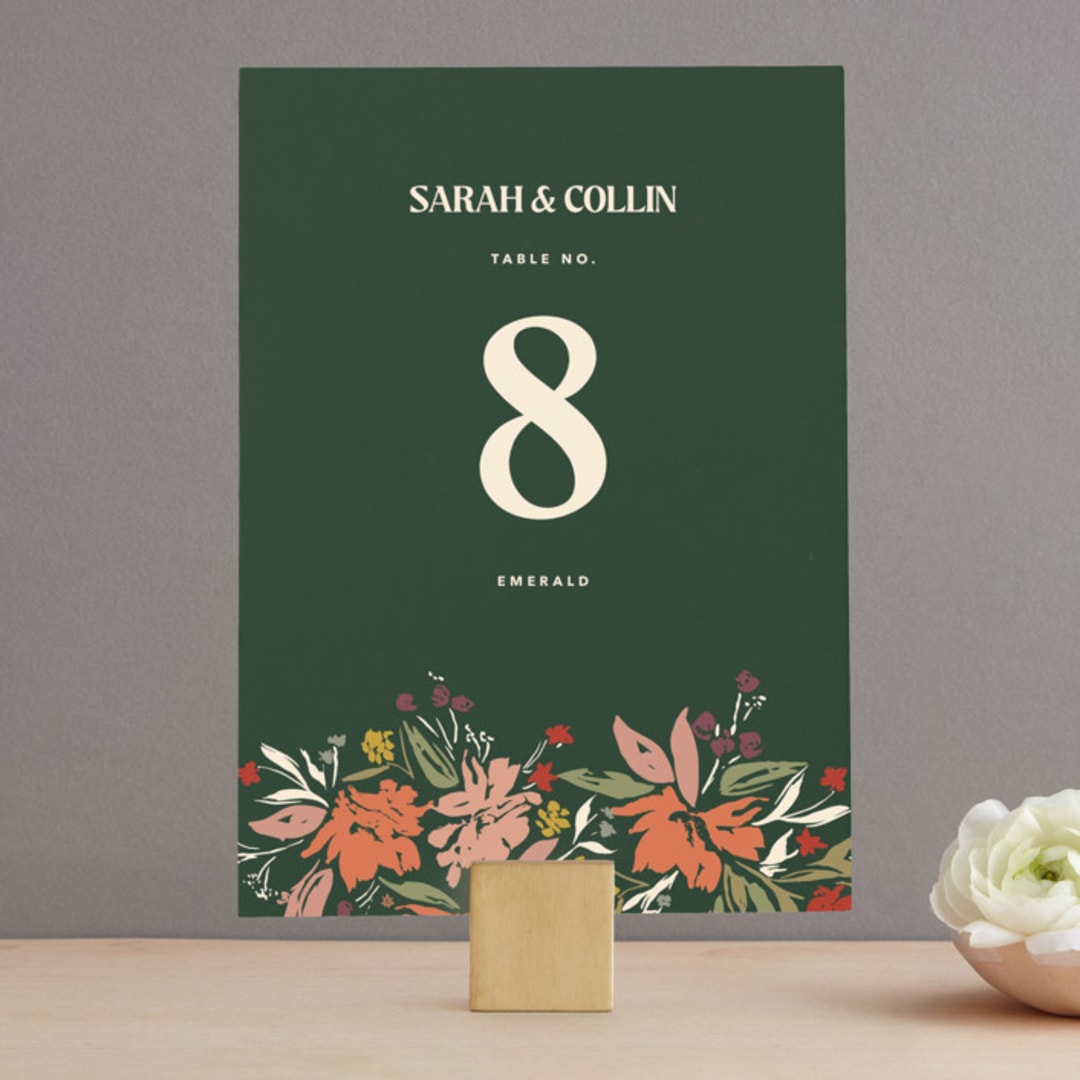 "Bridal Bouquet" - Table Numbers in Verde by Kindred Fields - Front