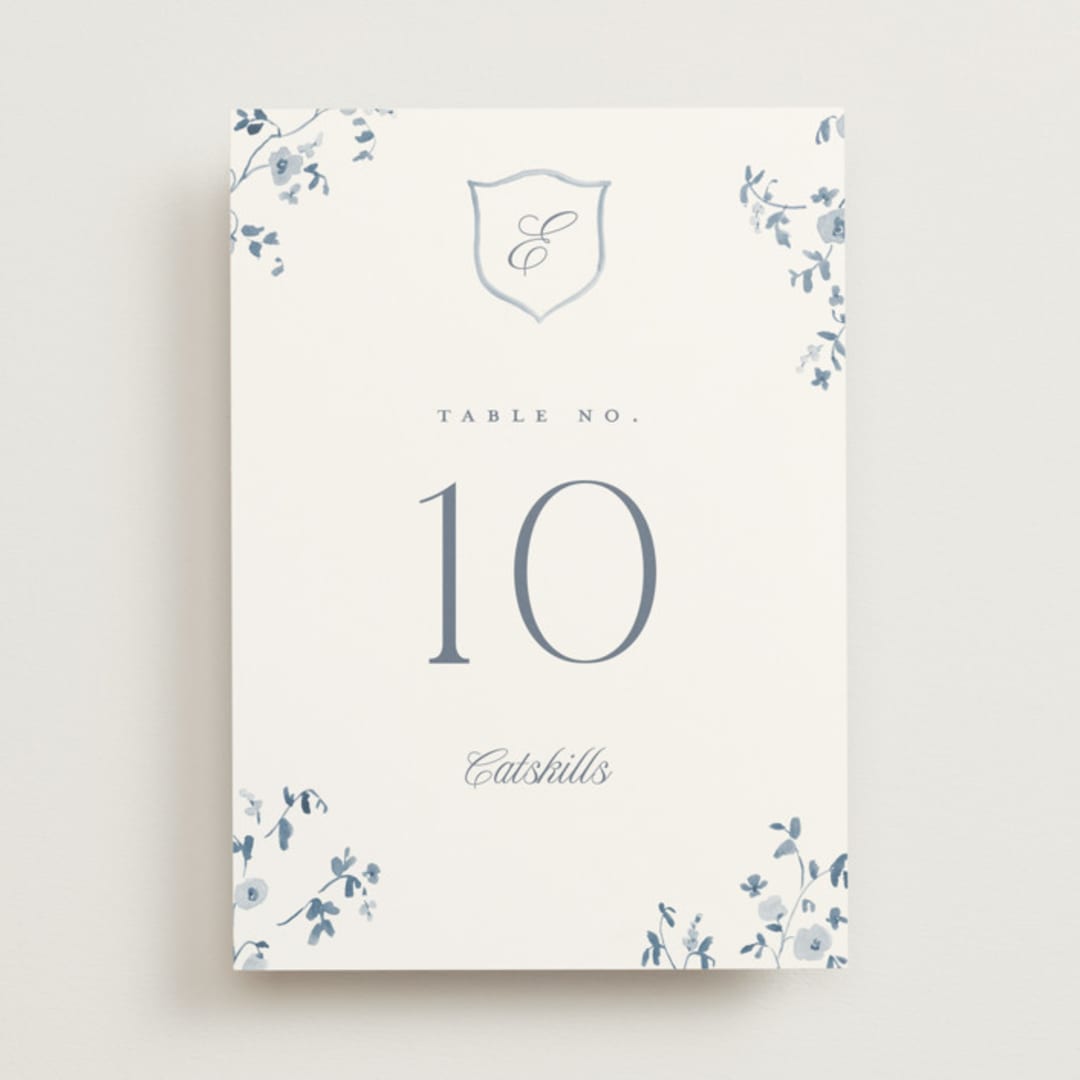 "Wildflower Corners" - Table Numbers in Bluebell by Everett Paper Goods - Front