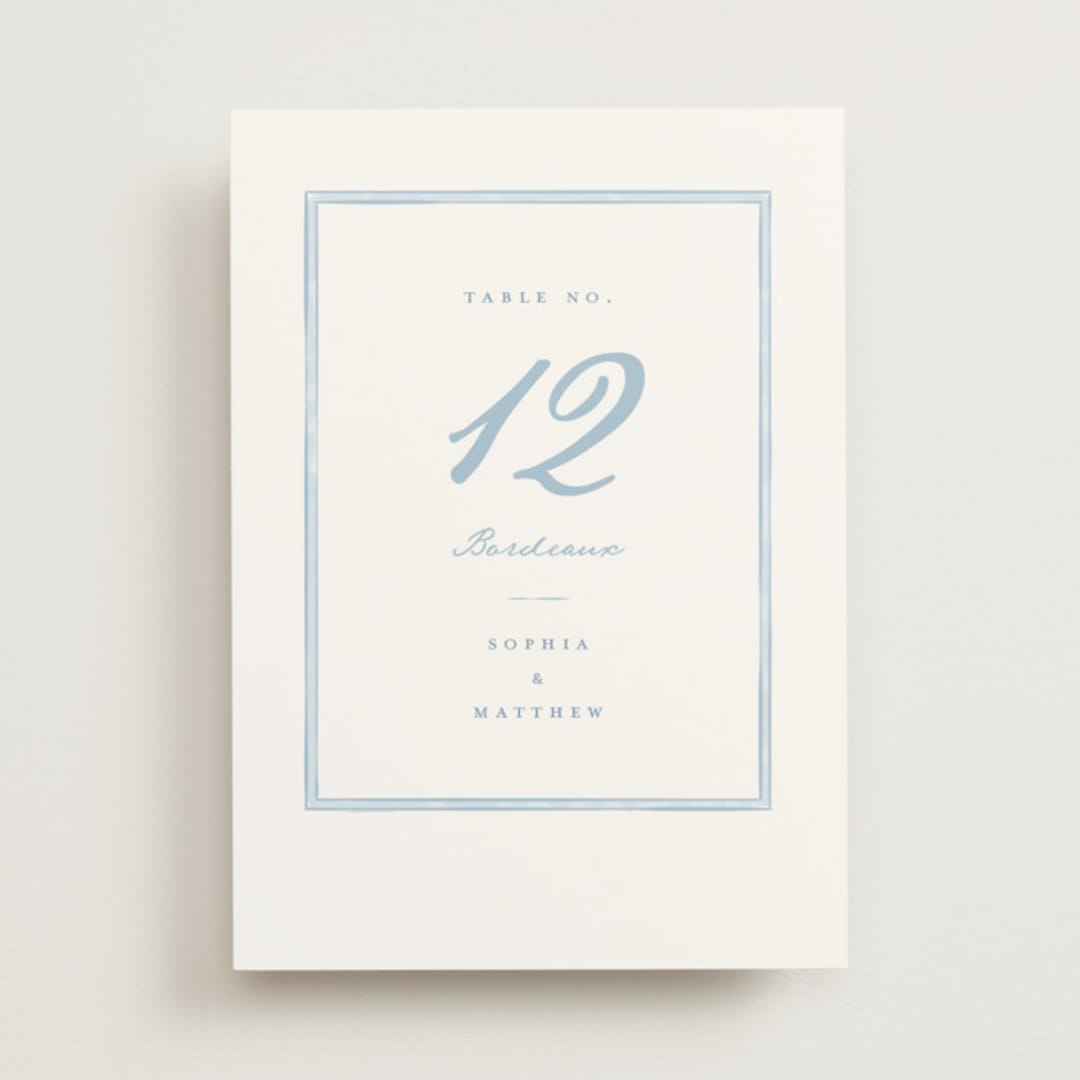 "Bow Frame" - Table Numbers in Lagoon by Leah Bisch - Front