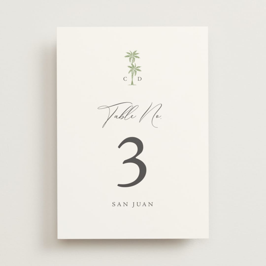 "Palm Monogram" - Table Numbers in Leaf by Olivia Raufman - Front