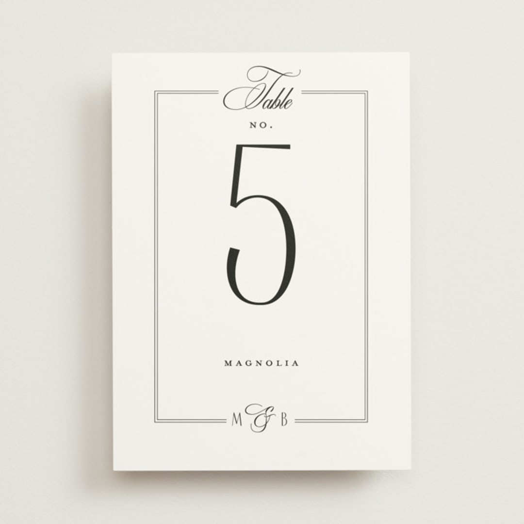 "Black Tie Elegance" - Table Numbers in Tuxedo by Nicoletta Savod - Front