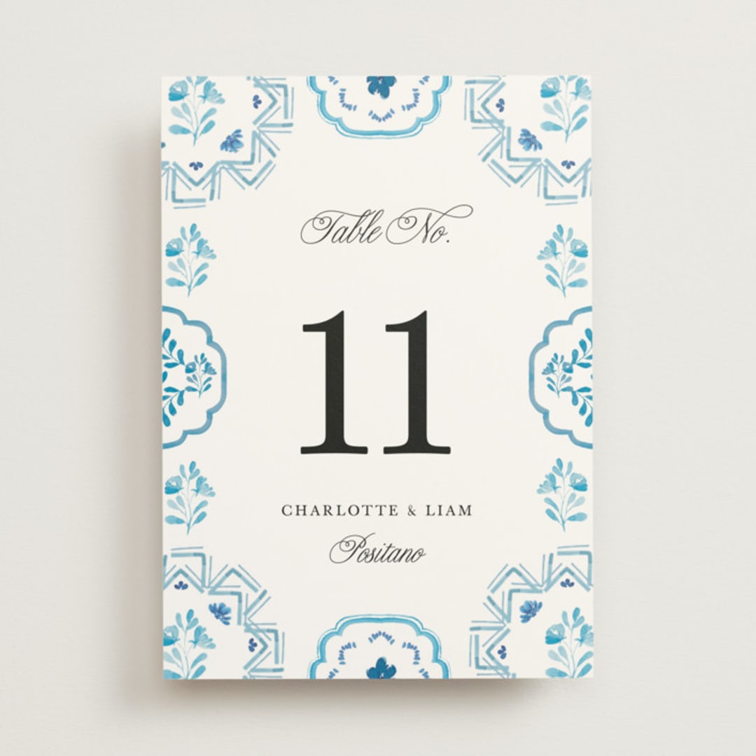 "Almafi" - Table Numbers in Cerulean by Itsy Belle Studio - Front