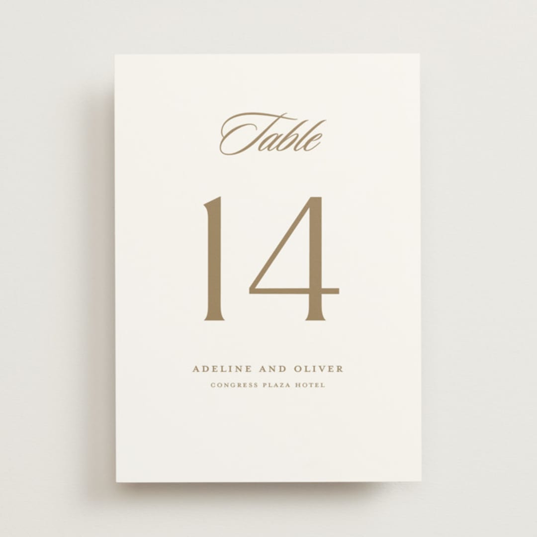 "Classic decorum" - Table Numbers in Golden by Stacey Meacham - Front